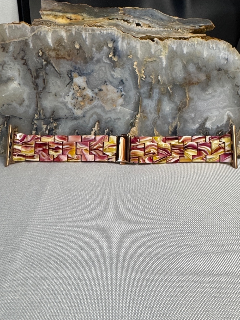 Apple Watch Band Marbled Pink & Yellow Chain-Link